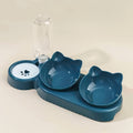 3 In 1 Tilted Cat Water And Food Bowl Set - Pet Bowls With Water Feeder, Gravity Water Bottle For Neck Protection, Ear Design