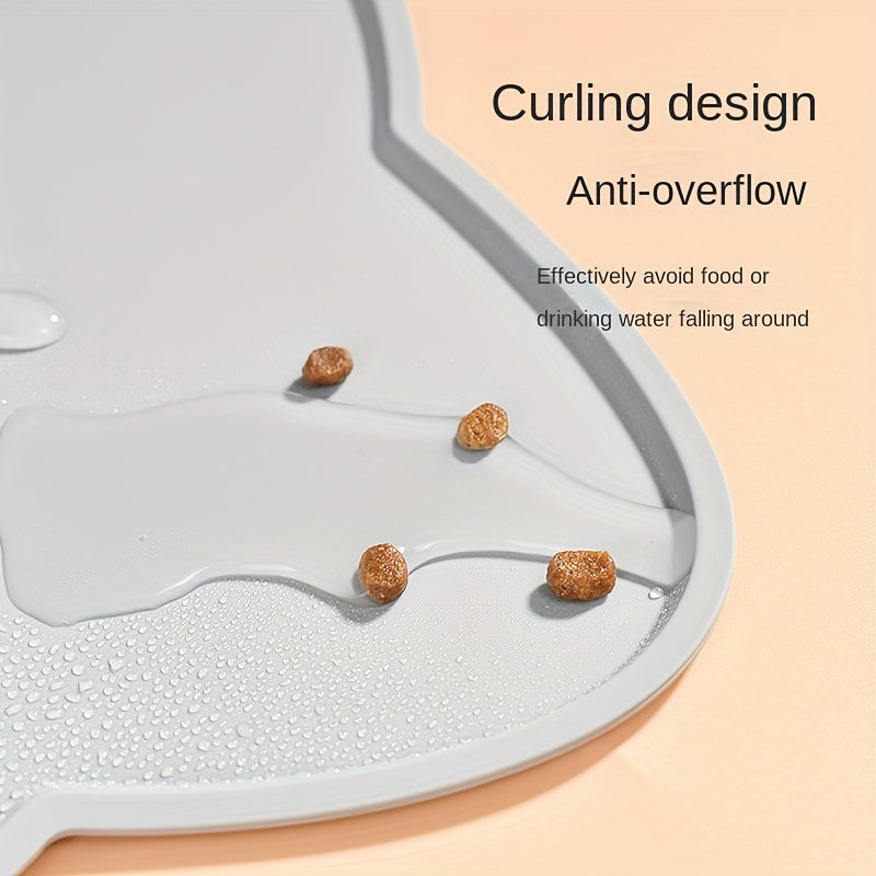Non-Slip Waterproof Cat & Dog Food Mat with Raised Edges - Spill-Proof Pet Feeding Tray, Easy to Clean Spill Catcher for Floors,, - Compatible with Bowls, Ideal for Wet/Dry Food - Scratch-Resistant Floor Protector for Cats &