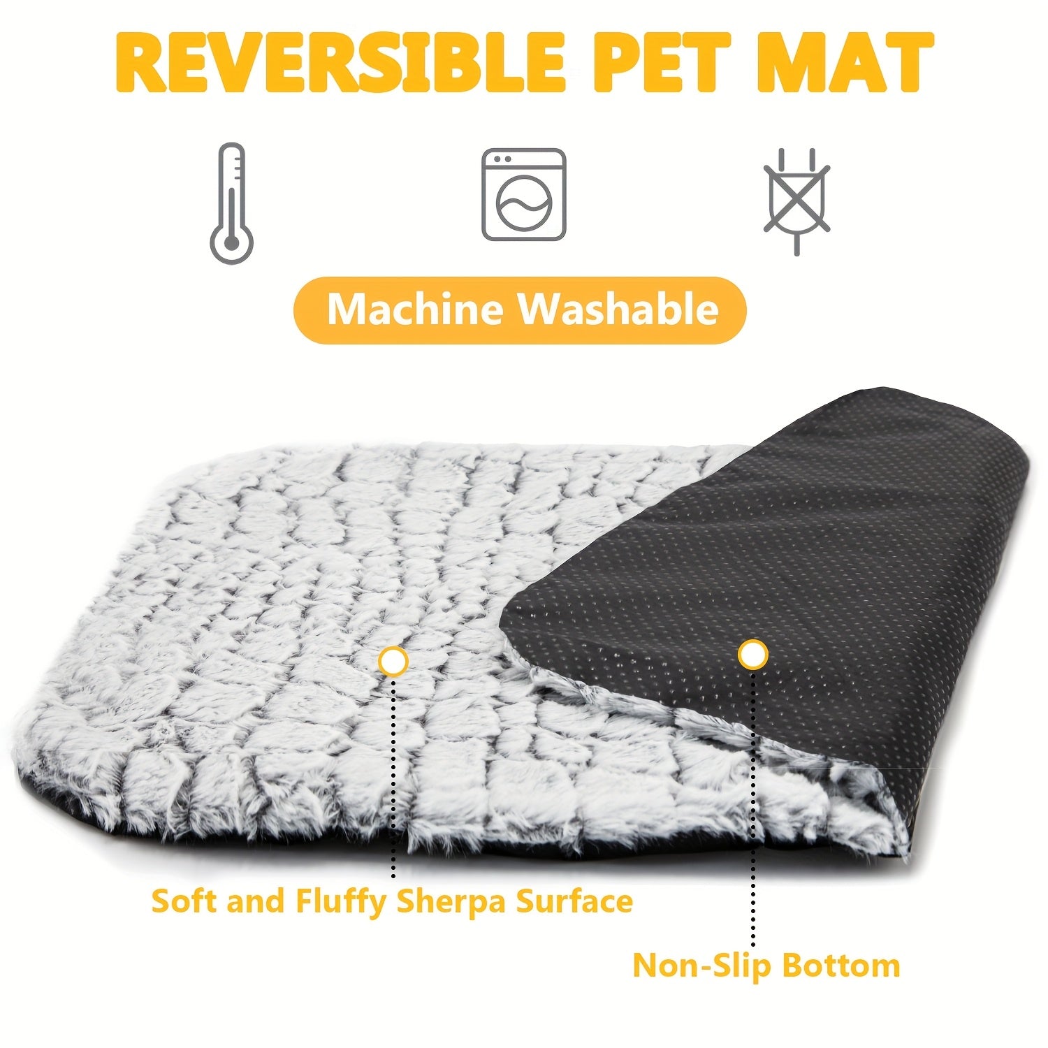 [Thermal Pet Mat] Extra Warm Thermal Cat Dog Bed Mat, Ultra Soft Cat Pet Mat Pad for Indoor Outdoor with Removable Cover Non-Slip Bottom Washable