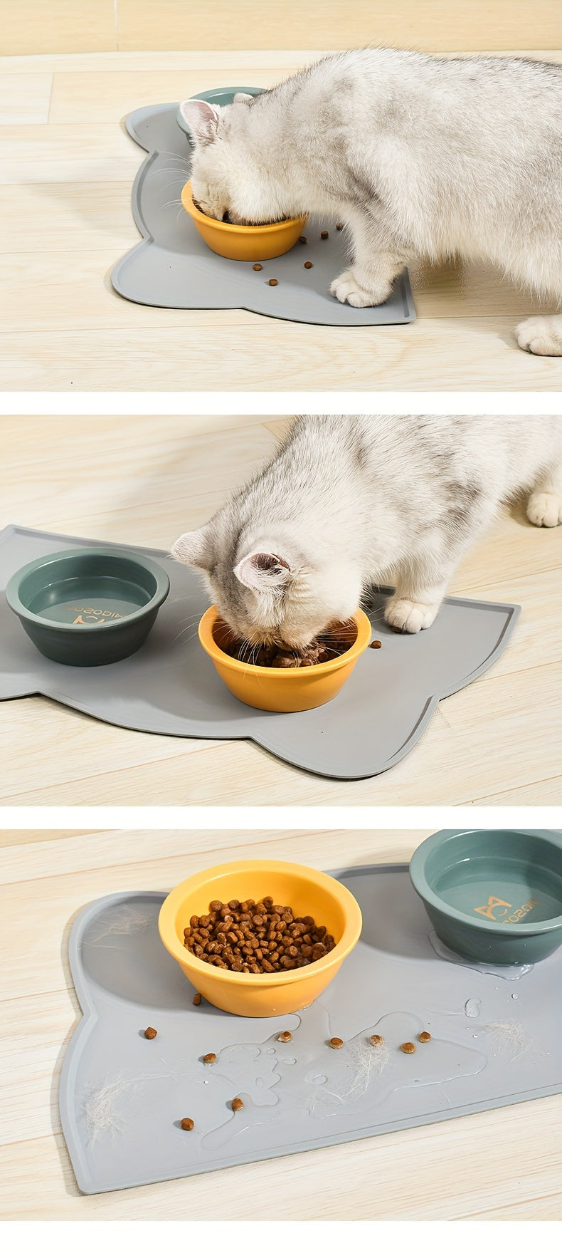 Non-Slip Waterproof Cat & Dog Food Mat with Raised Edges - Spill-Proof Pet Feeding Tray, Easy to Clean Spill Catcher for Floors,, - Compatible with Bowls, Ideal for Wet/Dry Food - Scratch-Resistant Floor Protector for Cats &
