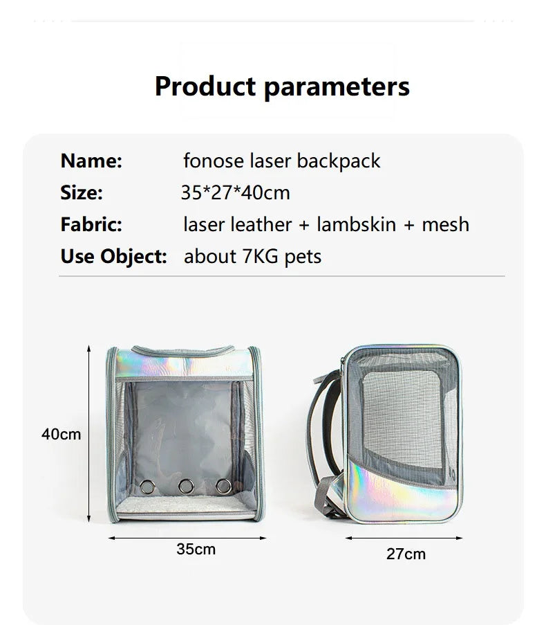 Pet Cat Carrier Backpack Breathable Travel Outdoor Shoulder Bag For Small Dogs Portable Transparent Carrying Pet Supplies Laser