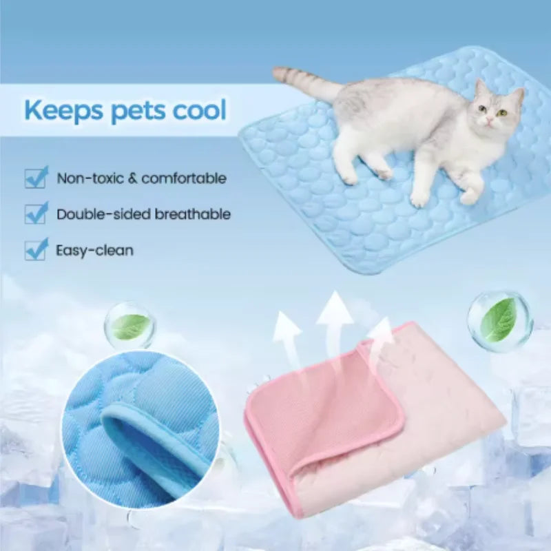 Dog Mat Cooling Summer Pad Mat For Dogs Cat Blanket Sofa Breathable Pet Dog Bed Summer Washable For Small Medium Large Dogs Car