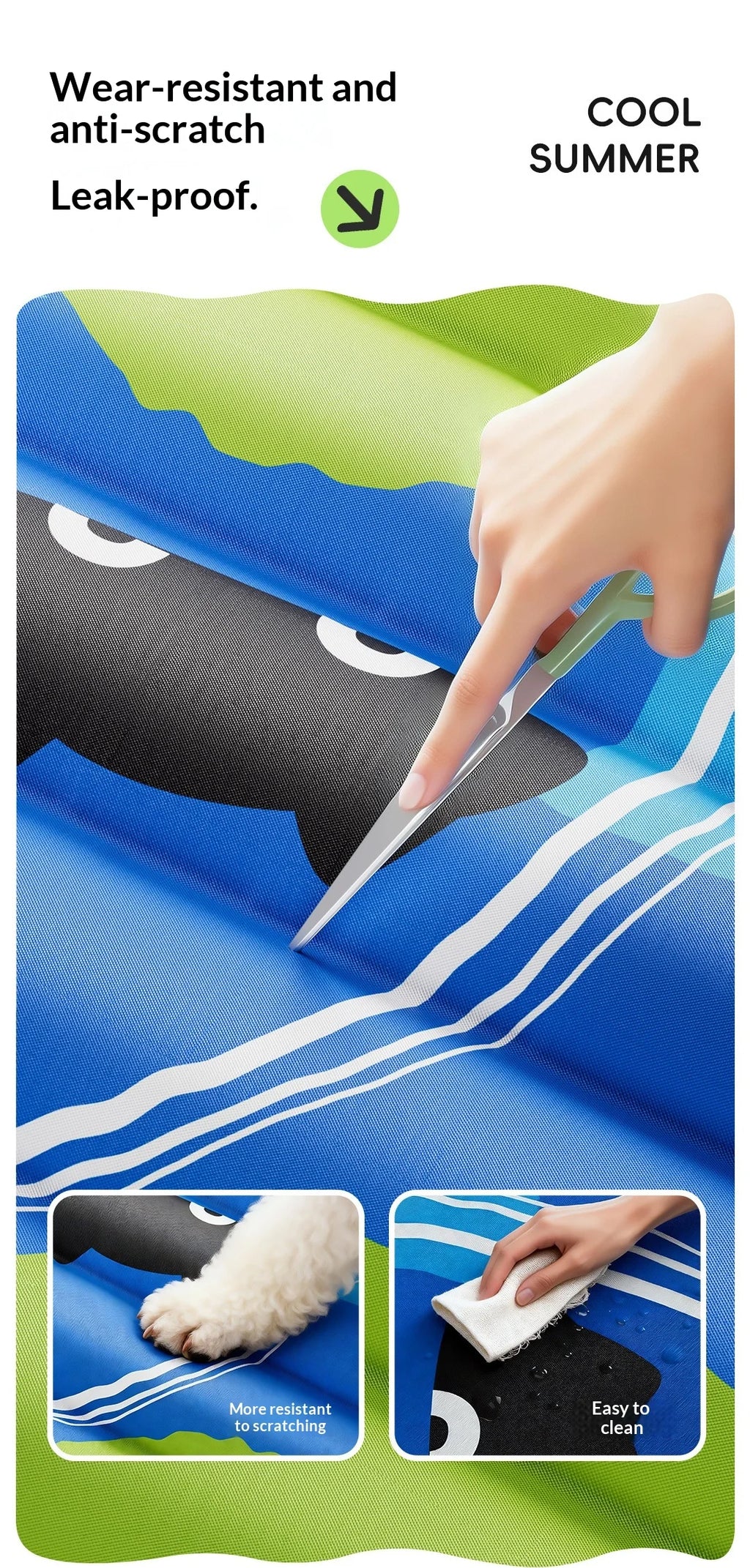 Pet Cooling Mat Ice Blanket Summer Dog Pad Water Injection Self Cooling Waterproof Wear Resistant Bite Resistant for Dogs Cats