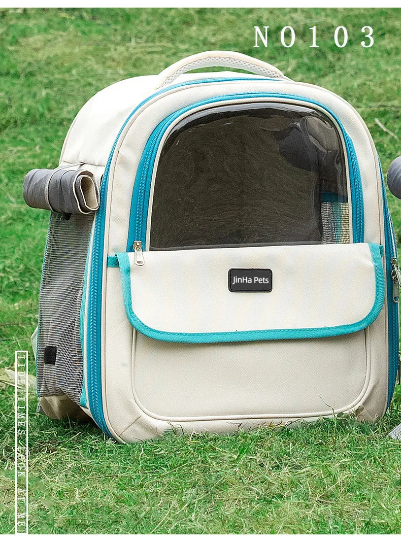 Pet backpack, cat outdoor cat bag, portable backpack for dogs, large capacity space cabin, double-sided transparent dog bag