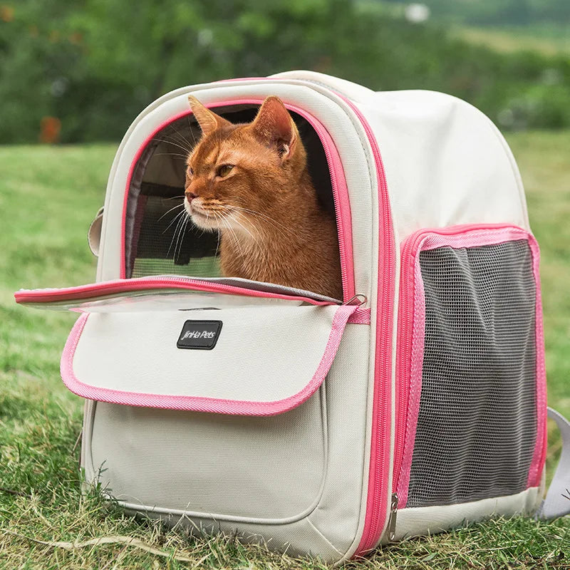 Pet backpack, cat outdoor cat bag, portable backpack for dogs, large capacity space cabin, double-sided transparent dog bag