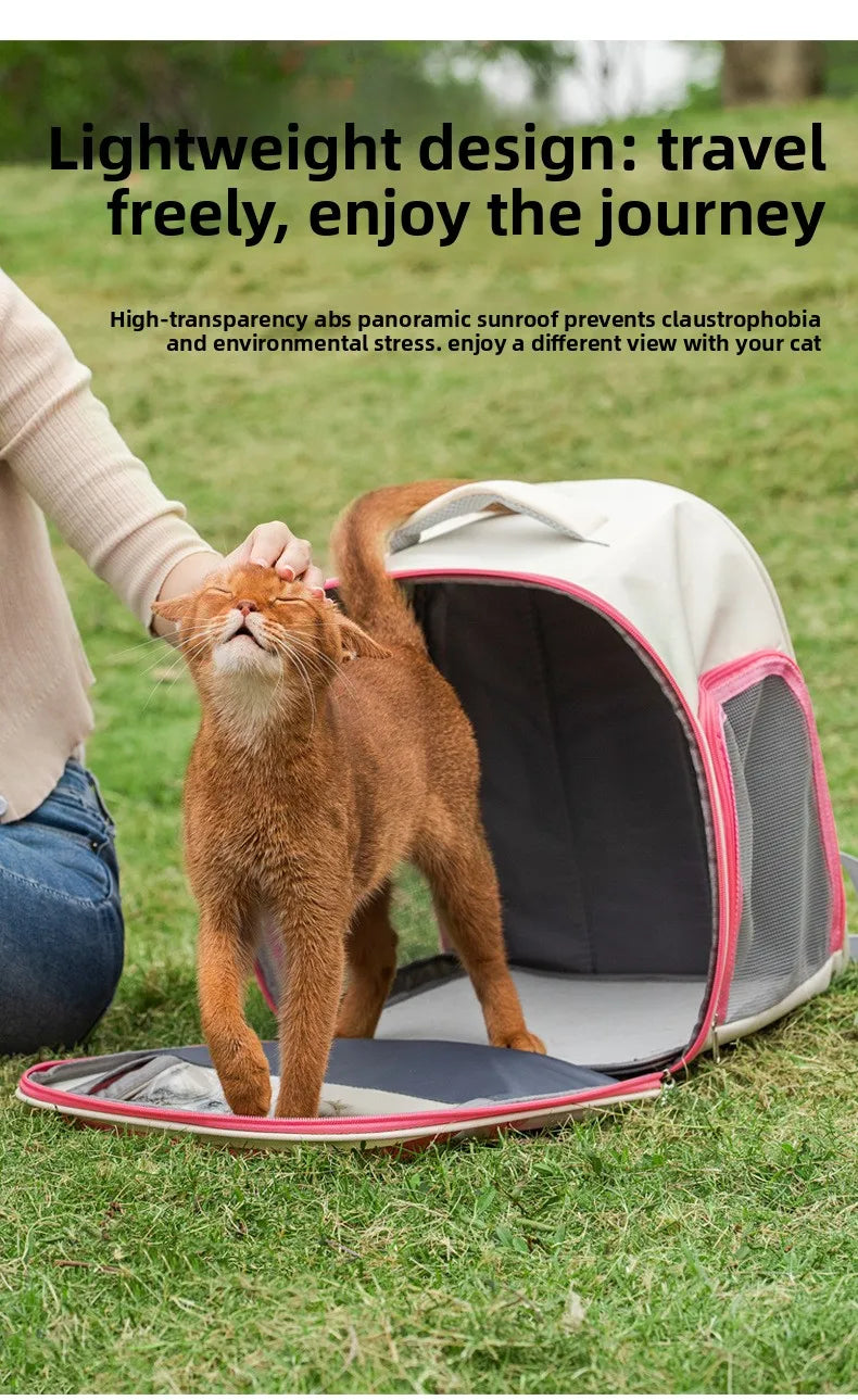 Pet backpack, cat outdoor cat bag, portable backpack for dogs, large capacity space cabin, double-sided transparent dog bag