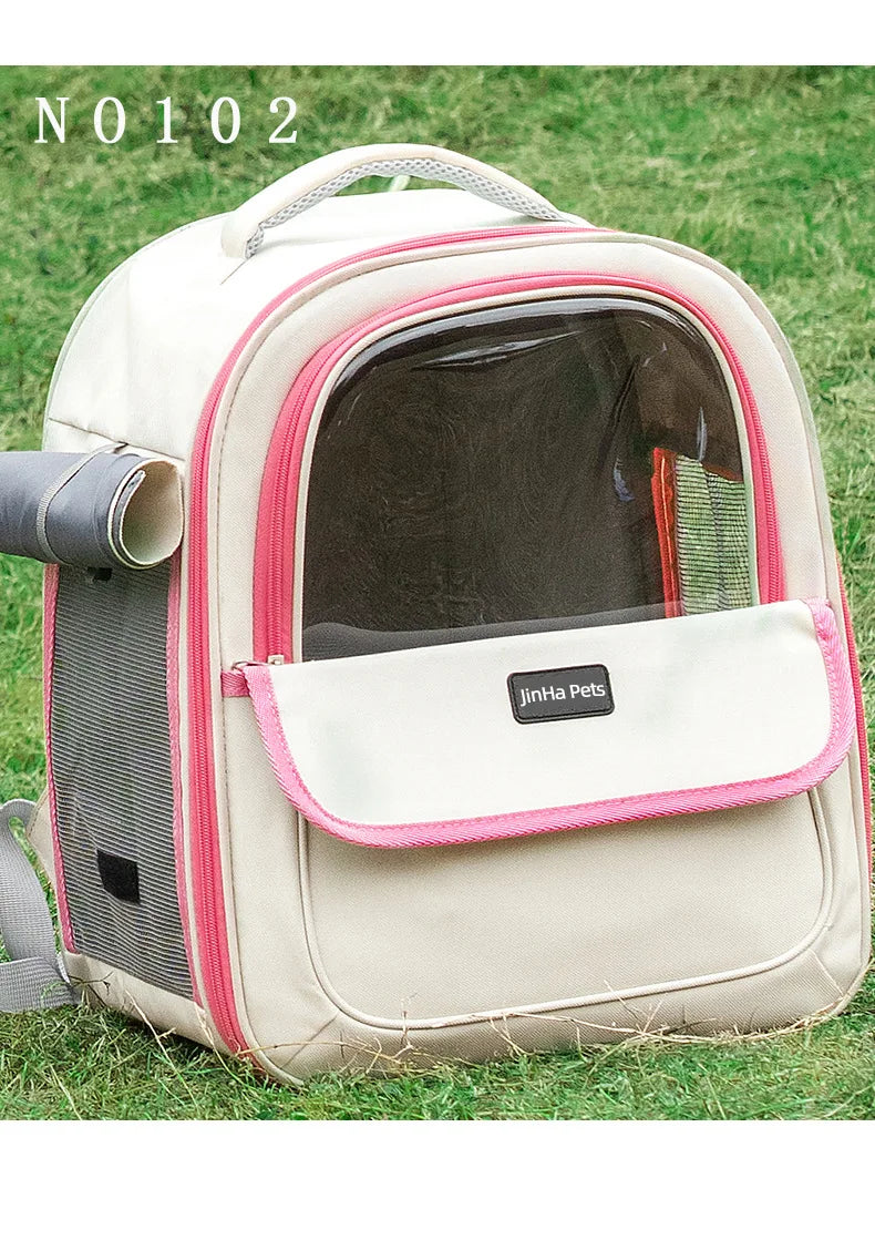 Pet backpack, cat outdoor cat bag, portable backpack for dogs, large capacity space cabin, double-sided transparent dog bag