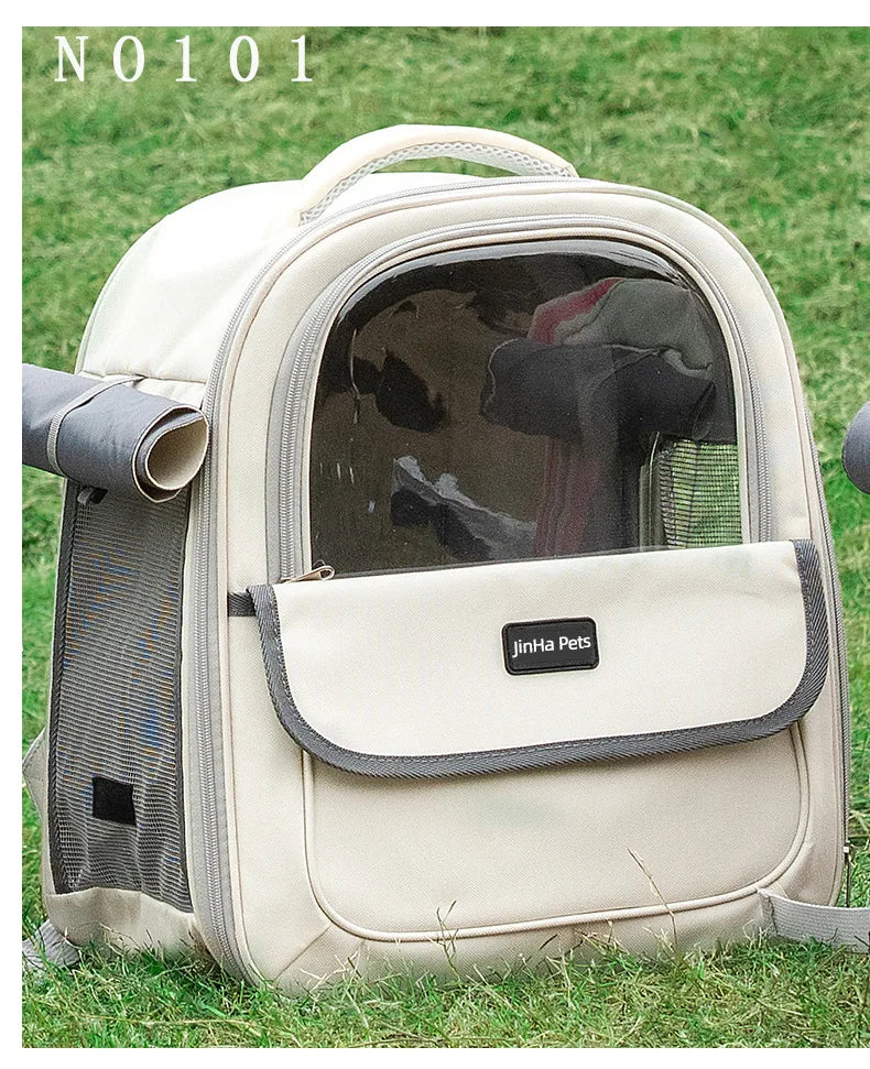 Pet backpack, cat outdoor cat bag, portable backpack for dogs, large capacity space cabin, double-sided transparent dog bag