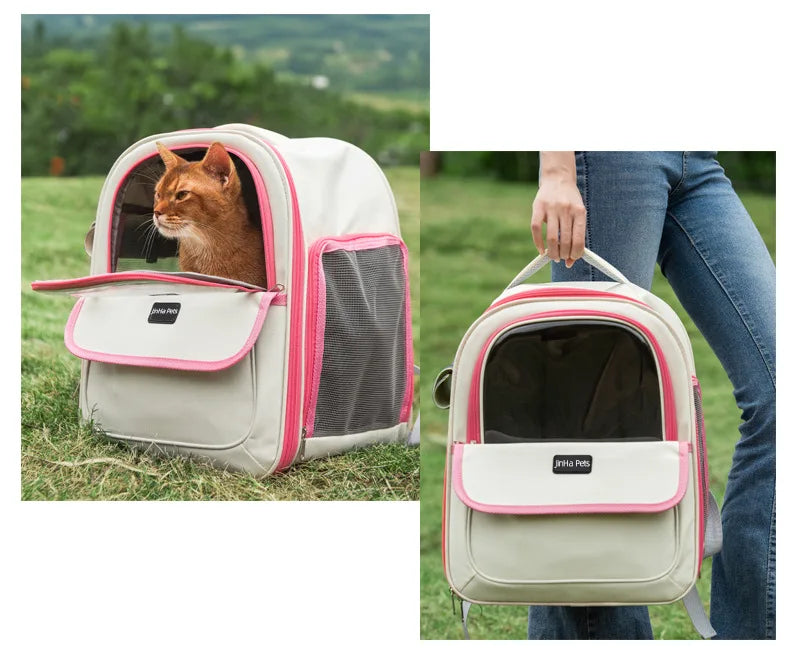 Pet backpack, cat outdoor cat bag, portable backpack for dogs, large capacity space cabin, double-sided transparent dog bag