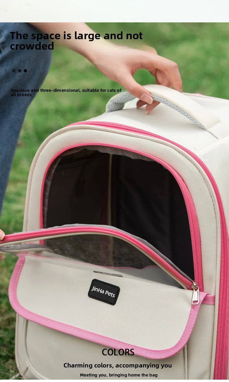 Pet backpack, cat outdoor cat bag, portable backpack for dogs, large capacity space cabin, double-sided transparent dog bag