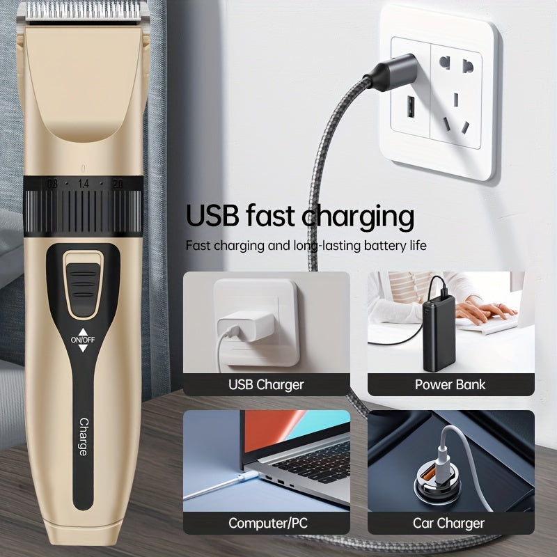 Rechargeable Dog Grooming Clipper Set, Quiet Electric Pet Hair Trimmer for Thick Coats, USB Charging, Cordless Design with Lithium Battery, 4 Guide Combs - Pet Hair Cutter Kit for Dogs and Cats
