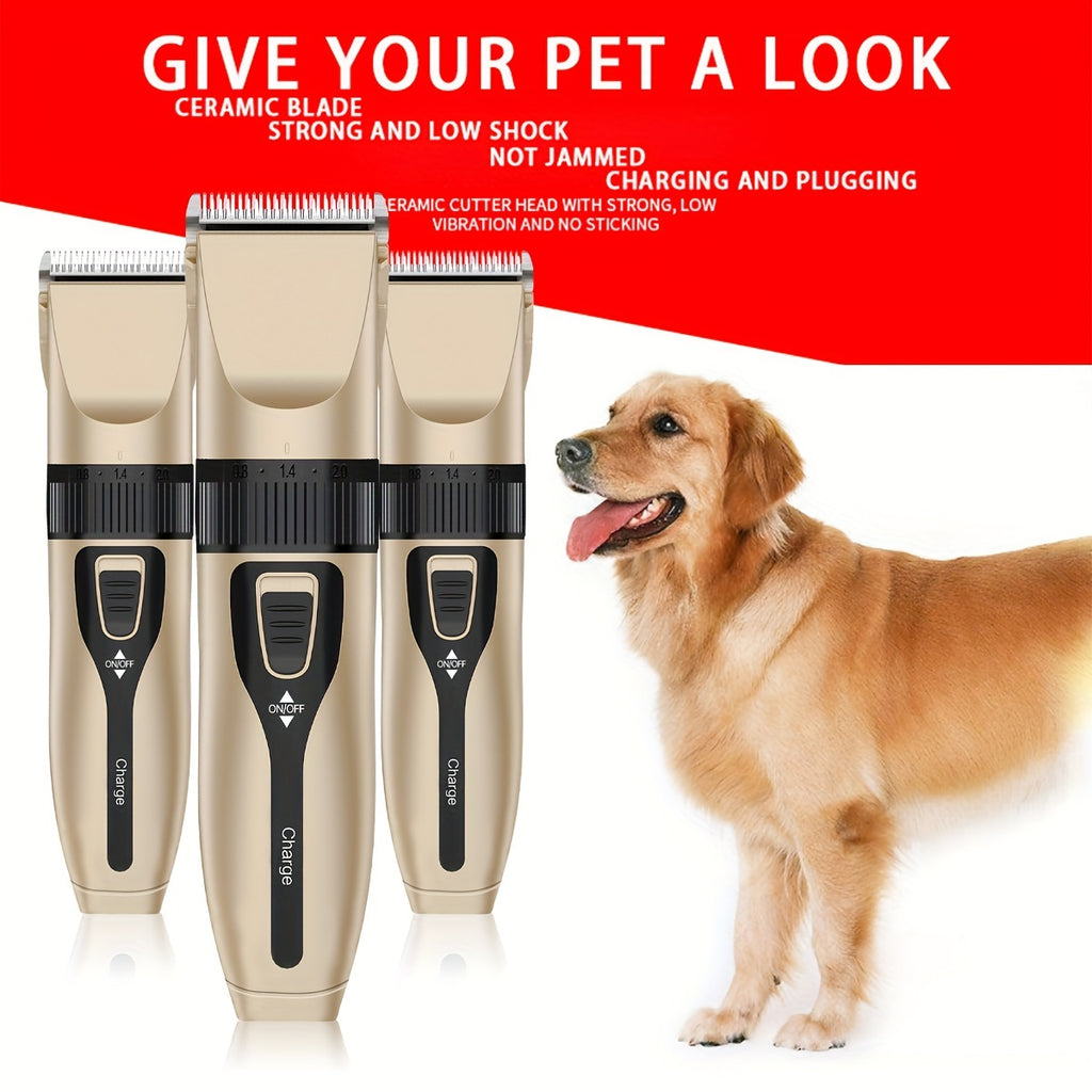 Rechargeable Dog Grooming Clipper Set, Quiet Electric Pet Hair Trimmer for Thick Coats, USB Charging, Cordless Design with Lithium Battery, 4 Guide Combs - Pet Hair Cutter Kit for Dogs and Cats