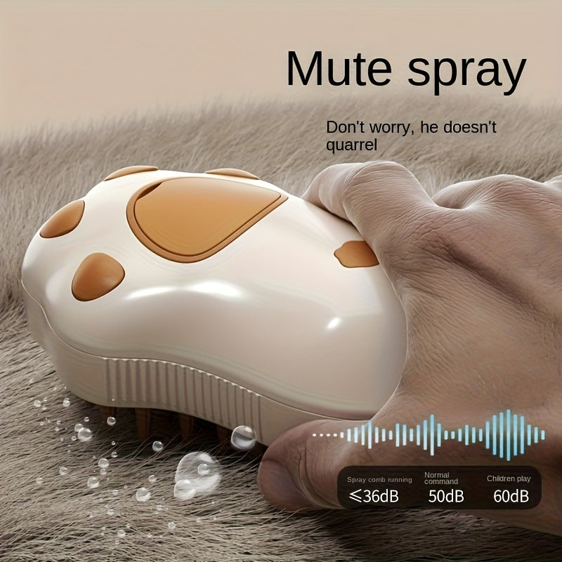 Cat Paw / Lemon Dual-Style Optional 3-in-1 Electric Pet Steaming Brush, Cat Paw Standard Model (150mAh) - One-button Spray Massage and Cleaning, Self-cleaning, Suitable for Both Cats and Dogs, for Massaging, Cleaning, and Rem