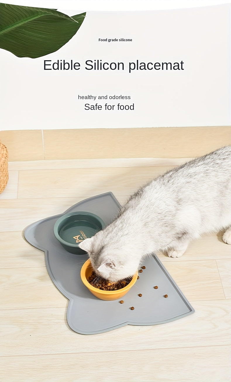 Non-Slip Waterproof Cat & Dog Food Mat with Raised Edges - Spill-Proof Pet Feeding Tray, Easy to Clean Spill Catcher for Floors,, - Compatible with Bowls, Ideal for Wet/Dry Food - Scratch-Resistant Floor Protector for Cats &