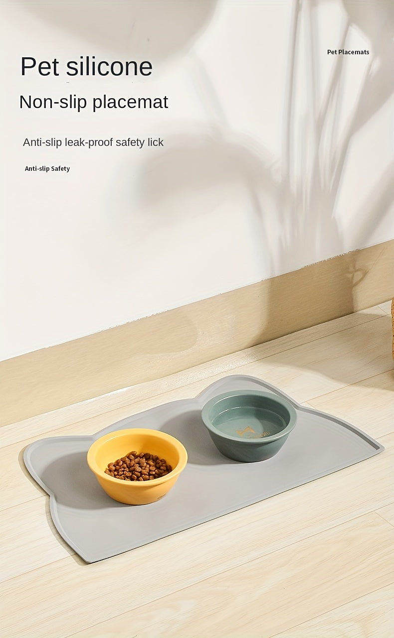 Non-Slip Waterproof Cat & Dog Food Mat with Raised Edges - Spill-Proof Pet Feeding Tray, Easy to Clean Spill Catcher for Floors,, - Compatible with Bowls, Ideal for Wet/Dry Food - Scratch-Resistant Floor Protector for Cats &