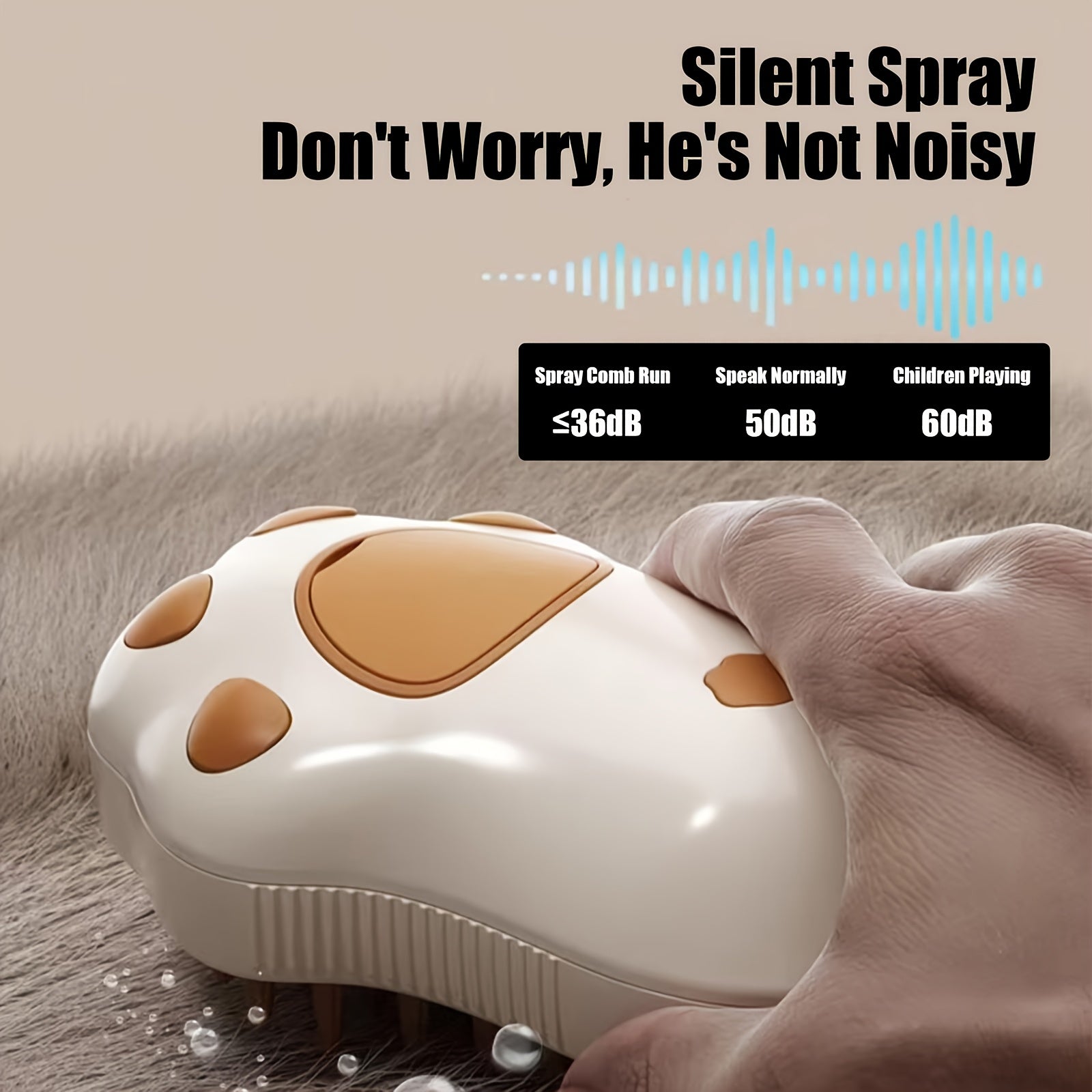 Cat Paw / Lemon Dual-Style Optional 3-in-1 Electric Pet Steaming Brush, Cat Paw Standard Model (150mAh) - One-button Spray Massage and Cleaning, Self-cleaning, Suitable for Both Cats and Dogs, for Massaging, Cleaning, and Rem